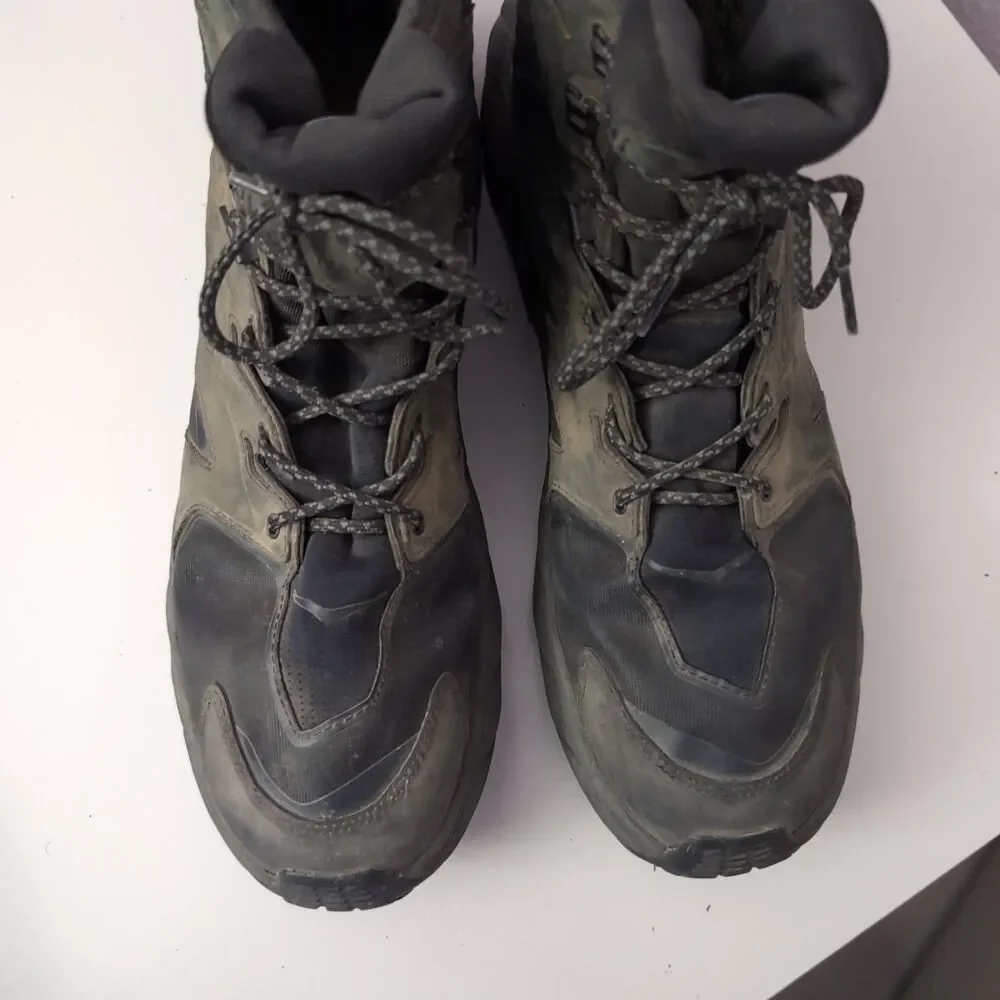 Hoka One Anacapa Mid Boots Mens Size 12.5D Black Vibram Megagrip Gore Tex Hiking